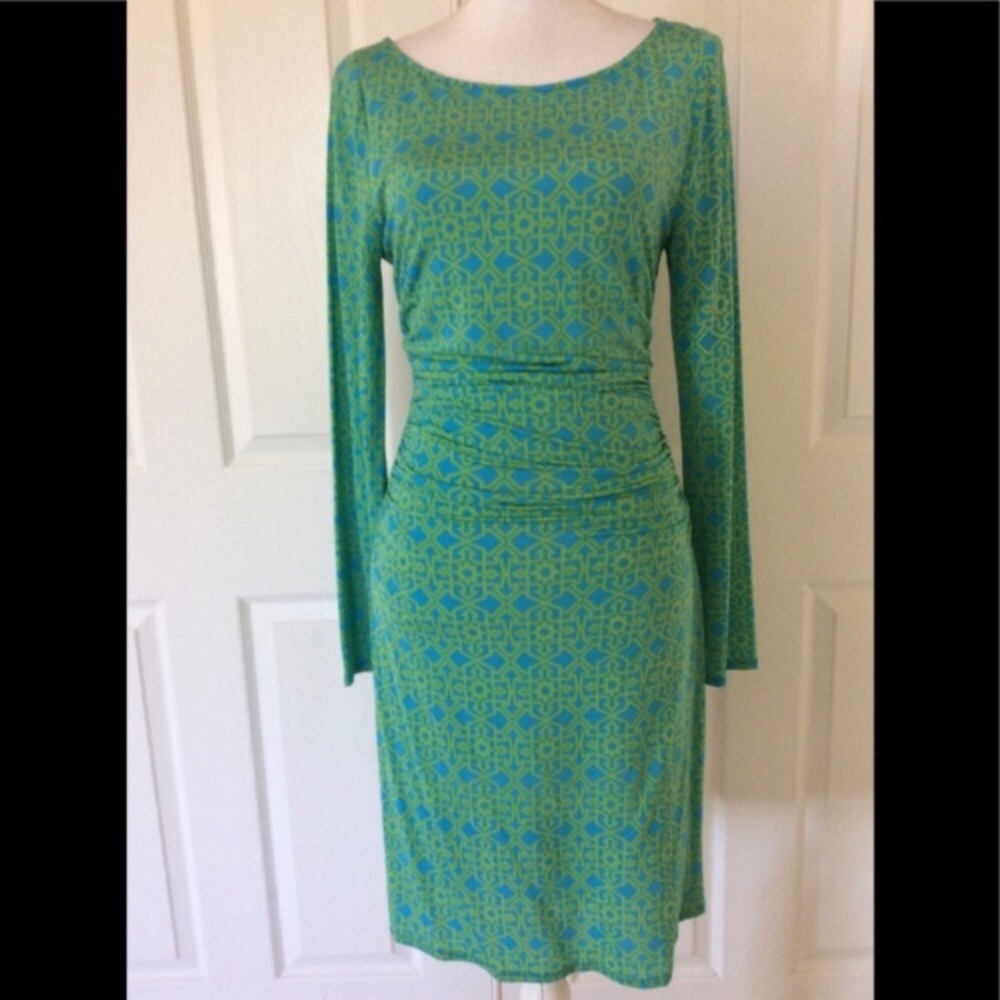 Tracy Reese NY Moroccan Print lined dress 👗 💙💚